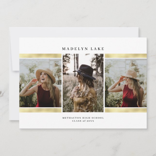 Anuncio Relieve metalizado dorado moderno 2023 Graduación  (Anverso)