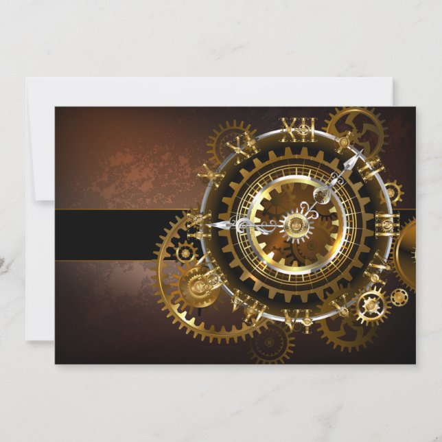 Anuncio Reloj de vapor con engranajes antiguos (Anverso)
