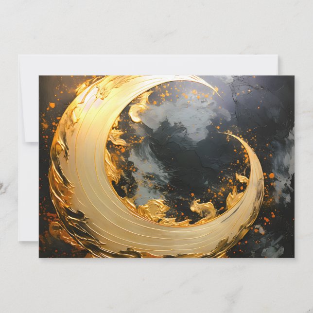Anuncio Remolino abstracto moderno de oro negro Luna (Anverso)