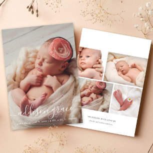 Anuncio Retrato de foto de nacimiento de bebé niña con cal