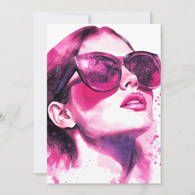 Anuncio Retrato de mujer de moda chic glamour acuarela (Anverso)