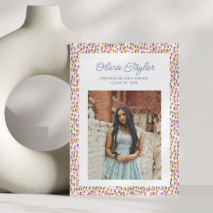 Anuncio Retro Confetti Dots Fun Border Photo Graduation