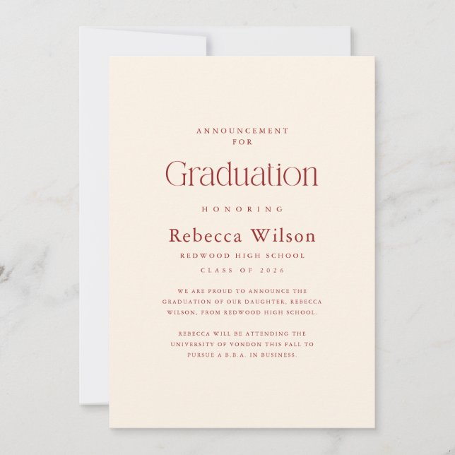 Anuncio Retro Elegant Script High School Graduation (Anverso)