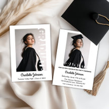 Retro Grad Typography Invitation Announcement Card