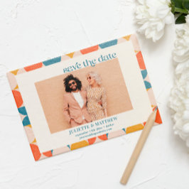 Anuncio Retro Naranja Azul Mid Century foto moderna