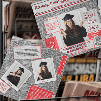 Anuncio Retro Save The Date Magazine Newspaper Graduation