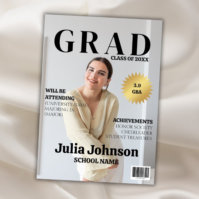 Anuncio Revista Fotografía moderna 2024 Graduación para gr (Magazine Modern Photo 2024 Graduate Graduation Announcement)
