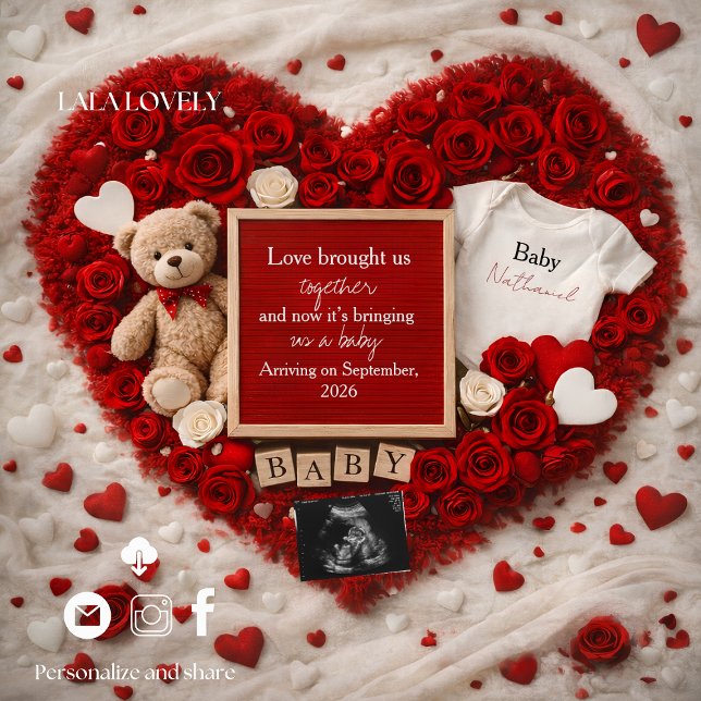 Anuncio Romantic baby reveal pregnancy announcement card (Subido por el creador)