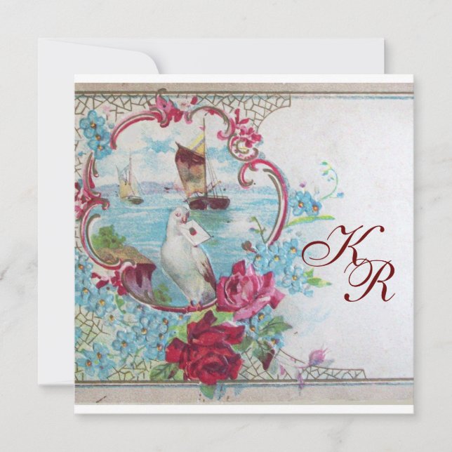 ANUNCIO ROMANTİCA/DOVE BLANCA, BODA FLORAL ROSA MONOGRAM (Anverso)