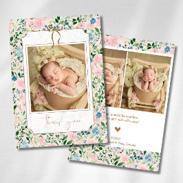 Anuncio Romántico Beige Azul Verdoso Floral Dorado Foto de