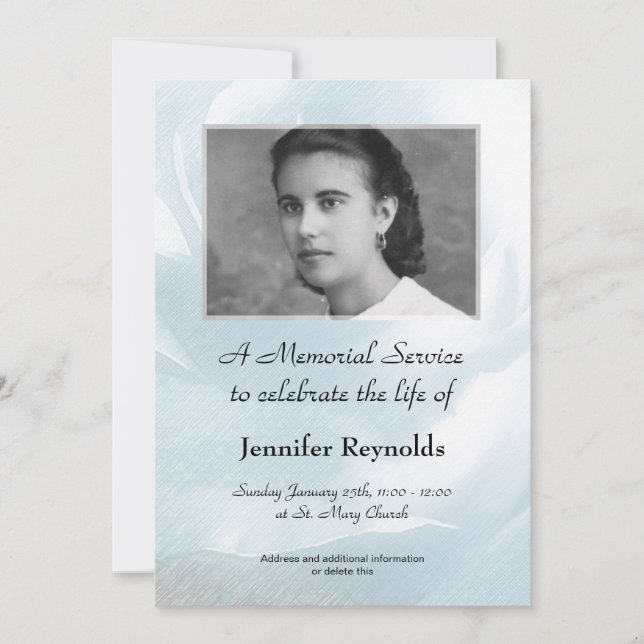 Anuncio Rosa azul Photo Floral Memorial Service (Anverso)
