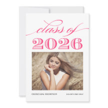 Rosa Brillante Vintage Clase de 2026 Foto Graduaci