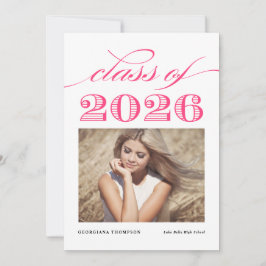 Anuncio Rosa Brillante Vintage Clase de 2026 Foto Graduaci