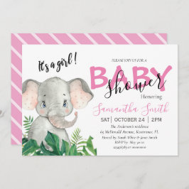 Anuncio Rosa del elefante Baby Shower