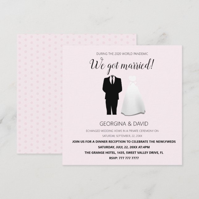 Anuncio Rosa Moderno, ¡Nos Casamos! Boda (Anverso / Reverso)