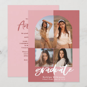 Anuncio Rosa Pink Modern Script Arch Collage de fotos GRAD