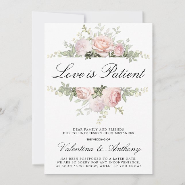 Anuncio Rosa Rosa Floral Amor es Paciente Boda (Anverso)