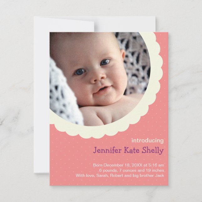 Anuncio Rosa rosa polka dot rosette foto bebé lindo (Anverso)