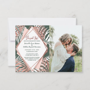 Anuncio Rosa verde Oro Tropical Palm Tree deja Boda