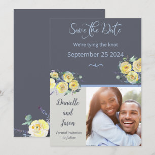 Anuncio Rosas amarillas en foto de Navy Save the Date