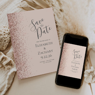 Anuncio Rubor Pink Rose Gold Save the Date