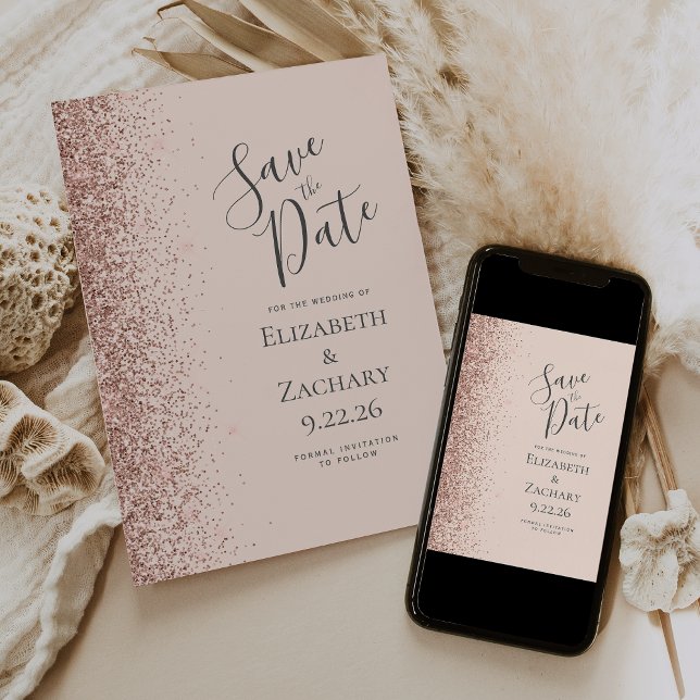 Anuncio Rubor Pink Rose Gold Save the Date (Subido por el creador)