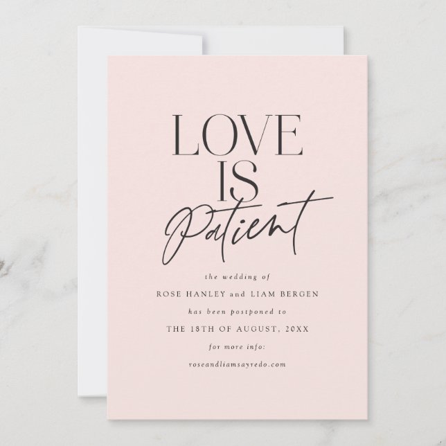 Anuncio Rubor Script Love is Patient Change the Date (Anverso)