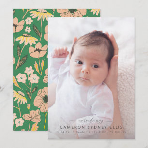 Anuncio Rubor y Green Boho Floral Baby Photo Birno