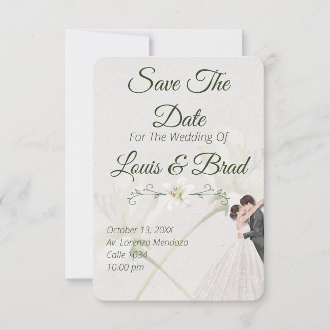 Anuncio Rustic Forest Greenery Floral Wedding Save the Dat (Anverso)