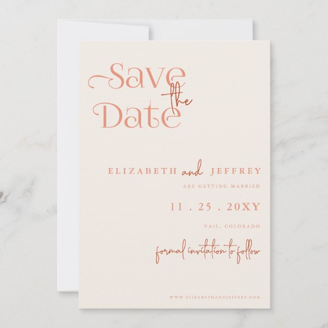 Anuncio Rustic Retro Boho Terracotta Photo Save the Date (Anverso)