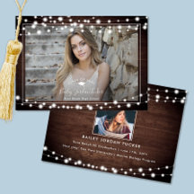 Rustic String Lights Grad Cap Photo Graduation Ann