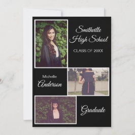Anuncio Rustic Three Photo Graduate Black
