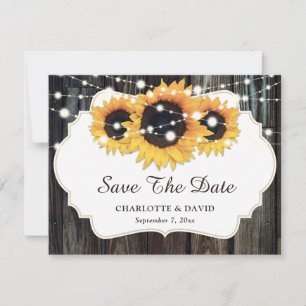 Anuncio Rustic Wood Sunflower Wedding Save The Date