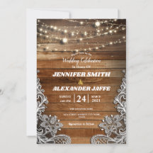 Rustic Wood Twinkle String Luces Lace Boda Inv