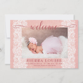 Anuncio Rústica Burlap & Lace Baby Photo Nace