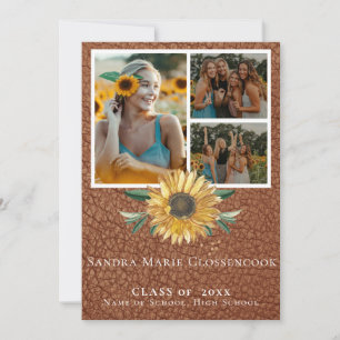 Anuncio Rústico 4 Collage de fotos Graduación de girasol A