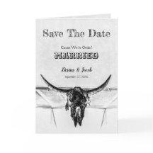 Rústico Black Western Cow Skull Salva La Fecha