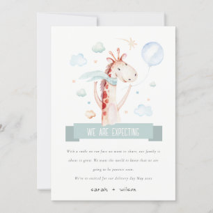 Anuncio Safari Giraffe Star Cloud Balloon Baby Embarazo