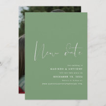 Sage Green Minimalista Photo New Date Boda