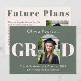 Anuncio Sage Green & Pink Modern Arch Photo Graduation