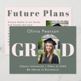 Anuncio Sage Green & Pink Modern Arch Photo Graduation