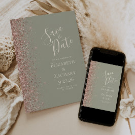 Anuncio Sage Green Rosa Gold Save the Date