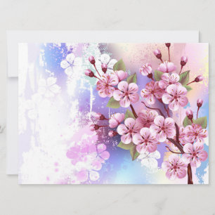 Anuncio Sakura rosa sobre fondo de pintura