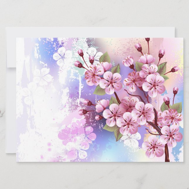 Anuncio Sakura rosa sobre fondo de pintura (Anverso)