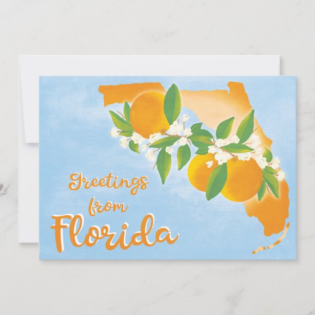 Anuncio Saludos desde Florida Naranja Floral Nueva Direcci (Anverso)