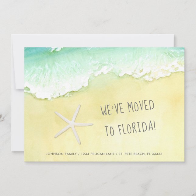 Anuncio Sandy Beach Starfish Nos mudamos a Florida New Hom (Anverso)