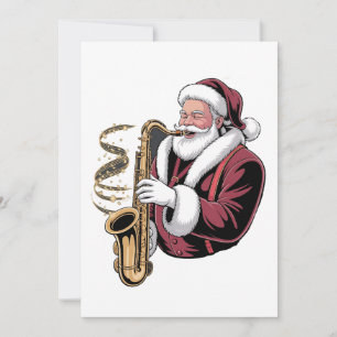 Anuncio Santa tocando saxofón Músico de Navidad Saxofonist