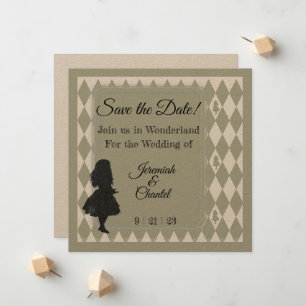 Anuncio Save Date Vintage Kraft Rustic Alice Wonderland