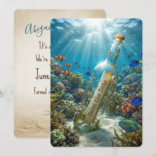 Anuncio Save The Date Message In a Bottle (Anverso / Reverso)