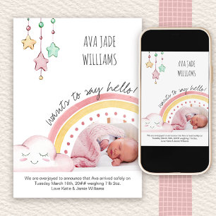 Anuncio Say Hello Photo Cute Rainbow Nursery Chica Birth